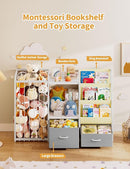 Kids Bookshelf and Toy Storage, Large 3 Tier Book Shelf for Kids Rooms, Sling Baby Bookcase with Stuffed Animal Storage, Toddler Montessori Bookshelf for Nursery, Playroom, Kindergarten by TinyTreasures Baby Boutique
