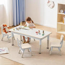 Kids Study Table and Chairs Set, Height Adjustable Toddler Table and Chair Set for Kids Ages 3-8, Graffiti Desktop (Burlywood - 1) by CozyNest Decor