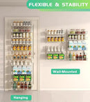 White 10-Tier Over The Door Pantry Organizer, Pantry Organization and Storage, Metal Hanging Adjustable Basket, Wall Spice Rack Seasoning Shelves, Home & Kitchen Essentials by CozyNest Decor