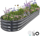Galvanized Raised Garden Bed Outdoor- Raised Beds for Gardening| Metal Planter Box, Steel Raised Garden Bed Kit with Safety Edging and Gloves for Vegetables, Flower, Herbs (8x2x1FT, Gray) by GreenHaven Gardens