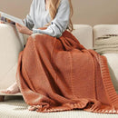 Amélie Home Chenille Knit Throw Blanket for Couch, Chevron Texture Decorative Soft Blanket for Sofa, Bed & Chair, 50"x60", Burnt Orange by CozyNest Decor