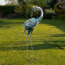 37 Inch Blue Heron Crane Statue, Metal Yard Art Outdoor Decoy, Garden Sculpture for Lawn/Pond Decoration, 1Pc, ORTBL-CR24053A-18 by CozyNest Decor
