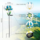 Huaxu Solar Outdoor Lights 35.4In Garden Decor Flower Wind Spinners,Waterproof LED Crackle Glass Globe Blue Lotus Art Metal Stake for Lawn Patio Pathway Yard Porch Driveway Decorations Gift by GreenHaven Gardens