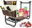 ikkle Garden Kneeler and Seat Gardening Stool Kneeler Folding Gardening Bench with Thicker Detachable Kneeling Pad and Tool Store Pouches (Brown) by GreenHaven Gardens