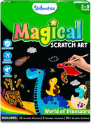 Skillmatics Scratch Art Book for Kids - Dinosaurs, Craft Kits & Supplies, 30+ Scratch Stickers, Travel Toys, DIY Kit, Gifts for Boys & Girls Ages 3, 4, 5, 6, 7, 8 by TinyTreasures Baby Boutique