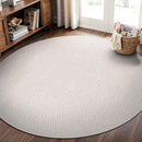 CAMILSON Easy Jute Round Rug 4ft Indoor Outdoor Off-White Color Fiber Area Rugs for Living Room and Patio Rug Herringbone Boho Woven Design Easy-Cleaning Washable Outside Carpet Alfombras (4 Round) by CozyNest Decor