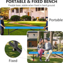8 Feet Heavy Duty Metal Park Bench for Outside, Outdoor Bench with Portable Frame, Commercial Benches for Shopping Mall, Store, Park, Patio, Deck, Blue by GreenHaven Gardens