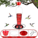 Hummingbird Feeder-16 Ounces，6 Feeding Ports Glass Hummingbird feeders for Outdoors,Wide Mouth for Easy Filling/Cleaning，Hanging for Garden Backyard Decor, Includes Ant Moat (Red) by GreenHaven Gardens