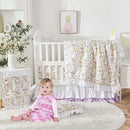 Brandream Wildflower Butterfly Crib Bedding Sets for Girls Nursery Set 3-Piece Farmhouse Quilt Comforter Set, Baby or Toddler Fitted Sheet, Double Crib Skirt, Cotton by TinyTreasures Baby Boutique