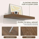 RICHFOCUS 24Inch Floating Shelves for Wall 2 Pack Shelves for Bedroom|Kitchen|Bathroom Wall Mounted Rustic Wood Floating Shelf with Invisible Brackets for Books|Storage|Decor, Walnut by CozyNest Decor