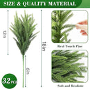 WeGuard 32 Pcs Real Touch Artificial Norfolk Pine Branches, 18 Inches Faux Cedar Pine Stem Fake Christmas Greenery Picks for Vase DIY Garland Wreath Christmas Decor Home Decor by CozyNest Decor