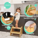 AMBIRD Wooden Step Stool, Two Step Stools Toddler 300 lbs Capacity with Safety Non-Slip Pads and Handles, Bamboo Step Stool for Bathroom, Kitchen Dual Height Step Stools for Kids (Natural) by TinyTreasures Baby Boutique