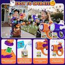 Halloween Bubble Machine Gun for Kids: 2 Pack Automatic Bubble Maker Blaster Toys with LED Lights, 10 Refill Solutions, Pumpkin & Ghost Bubble Blower for Halloween, Party Favor, Toddlers 3-8 Gifts by TinyTreasures Baby Boutique