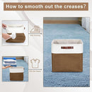 13x13 Cube Storage Bins, Collapsible Fabric Storage Box, 4 Pack Closet Baskets with Handles for Organizing, Shelf, Toys, Clothes, Home, Office, Nursery (Brown&White) by TinyTreasures Baby Boutique