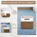 13x13 Cube Storage Bins, Collapsible Fabric Storage Box, 4 Pack Closet Baskets with Handles for Organizing, Shelf, Toys, Clothes, Home, Office, Nursery (Brown&White) by CozyNest Decor