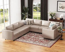 118.5" Faux Leather Modular Sectional Sofa, U Shaped Couch Set for Living Room, Large 8-Seater Comfy Cloud Couches with Storage Seat DIY Combination - Whitesand by CozyNest Decor