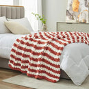 Amélie Home Chunky Knit Throw Blanket for Couch, Soft Chenille Crochet Blanket for Sofa, 50"x60", Burnt Orange & White Striped by CozyNest Decor