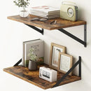 18"W x12"D Floating Shelves, Farmhouse Wall Shelves Home Decor Shelf, Deep Bathroom Shelf with Bracket, 12 Inch Deep Wall Shelves for Living Room, Kitchen, Bedroom, Rustic Brown, Set of 2 by CozyNest Decor