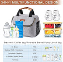 Breastmilk Cooler Bag with Ice Pack Fits 6 Baby Bottles up to 9 Ounce, Wearable Breast Pumps Cooler Bag for Nursing Mom Daycare, Work, Travel- Grey by TinyTreasures Baby Boutique