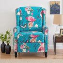 UIXE Floral Pushback Recliner Chair, Fabric Upholstered Armchair Push Back Accent Chair for Living Room, Rivet Trim Club Chair Home Theater Single Sofa Reading Seat - Peacock Blue by CozyNest Decor