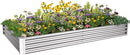 8X4X1ft Galvanized Raised Garden Bed for Gardening,Metal Planter Boxes Outdoor Patio Kit Planting Bed for Vegetables Flowers Herb,Silver by GreenHaven Gardens