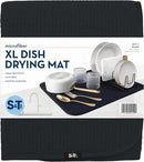 S&T INC. Dish Drying Mat XL, 18” x 24”, Absorbent Microfiber Kitchen Counter Mat, Dish Drying Pad for Dishes, Utensils, Pots and Pans, Extra Large, Black by CozyNest Decor