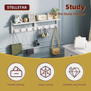 2 Pack Coat Rack Wall Mount, Bamboo Coat Hook with Storage Shelf, Coat Hanger with 8 Dual Hooks, Wall Floating Shelf for Entryway Hallway Kitchen, Bathroom, Bedroom (White+Slive) by CozyNest Decor