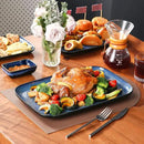 vancasso Stern Serving Platters Set of 3, 15/13/ 11 Inches Rectangular Serving Plates, Blue Serving Trays for Entertaining, Party by CozyNest Decor