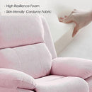 Ulax furniture Corduroy Kids Recliner Chair, Toddler Armrest Sofa Couch, Ergonomic Adjustable Lounge Sofa with Footrest, Padded Backrest, Storage Arms, Pink Recliner for Girls and Boys by CozyNest Decor
