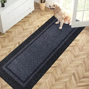 PURRUGS Dirt Trapping Door Mat 24" x 70", Non-Slip/Skid Machine Washable Entryway Rug, Shoes Scraper, Area Rug, Super Absorbent Welcome Mat for Muddy Wet Shoes and Paws, Bluish Grey & Charcoal by CozyNest Decor