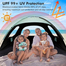 WhiteFang Beach Tent Anti-UV Portable Sun Shade Shelter for 3/4/6/8 Person, Extendable Floor with 3 Ventilating Mesh Windows Plus Carrying Bag, Stakes and Guy Lines by TinyTreasures Baby Boutique