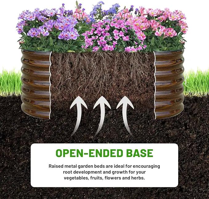 SnugNiture Galvanized Steel Raised Garden Bed, 4x2x2 ft, Outdoor Oval Deep Root Planter Box for Growing Vegetables, Flowers and Fruits, photo 5 of 7