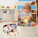 3-Pack Shelf Baskets for Organizing, Woven Storage Basket for Shelves, Cotton Rope Storage Bins for Toys Books, Nursery Towel Baskets for Classroom, 14.96"X9.8"X8.85", Brown by CozyNest Decor