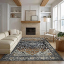9x12 Area Rug Living Room Rugs, Stain Resistant Washable Rug, Vintage Large Non-Slip Backing, Low Pile Lightweight Print Rug for Bedroom Dinning Room Home Office (Tan/Gray) by TinyTreasures Baby Boutique