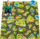Kids Car Rug Play Mat (2.6x5 Feet) x2pcs, City Road Track Rug for Kids Race Car Track Carpet & Educational by TinyTreasures Baby Boutique