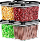 DWËLLZA KITCHEN Airtight Food Storage Containers - Pantry Snacks Kitchen Container, Baking Supplies, 4LB Sugar & Flour Canister - 4 Pc Set All Same Size - Clear Plastic BPA-Free - Keeps Fresh & Dry by CozyNest Decor