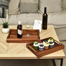 Set of 2 Acacia Wood Serving Trays with Gold Metal Handles for Food Serving, Appetizers & Snacks - Ideal for Bed, TV, Ottoman or Coffee Table Décor, Home Decoration Accessory 15.75x11.8 Inch by CozyNest Decor