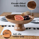 Folkulture Wooden Fruit Bowl for Kitchen Counter | 12" Large Premium Eco Friendly Banana Fruit Basket for Kitchen | Acacia Wood Bowl with Holder, Pedestal for Table Decor, Centerpiece for Dining Table by CozyNest Decor