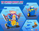 STEM New V6 Engine Model Building Kit，60-Piece Take Apart Toy with Realistic Lights & Sounds, Electric Drill & Tools - Mechanic Repair Playset for Kids Ages 3-5 by TinyTreasures Baby Boutique