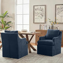 VKNOW Upholstered Dining Chairs, Modern Kitchen Chairs Dinner Chairs with 4 Casters, Linen Armchair for Bedroom Reading Room Living Room, Navy by CozyNest Decor