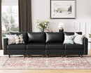 118.5" Faux Leather Modular Sectional Sofa with Storage Seat, Oversized 4 Seater Couch Deep Seat with Removable Cover Black by CozyNest Decor