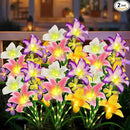 Solar Garden Lights 2 Pack 8 Lily Flowers with Butterfly Decor, Waterproof Solar Flower Lights for Outdoor - Upgraded Decorative Lilies for Yard, Patio, Pathway Decorations & Gardening Gifts by GreenHaven Gardens