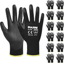 DULFINE Ultra-Thin PU Coated Work Gloves-12 Pairs,Excellent Grip,Nylon Shell Black Polyurethane Coated Safety Work Gloves, Knit Wrist Cuff,Ideal for Light Duty Work. (XX-Large) by GreenHaven Gardens