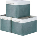 Bidtakay Large Storage Baskets for Shelves 3 Pack Fabric Storage Bins for Organizing Linen Collapsible Organizer for Closet-Deep Green by TinyTreasures Baby Boutique