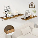 40" Floating Shelves for Wall, 12" Deep Slim Rustic Brown Floating Shelves, Wall-Mounted Shelves for Bedroom, Living Room, Kitchen, Bathroom - Set of 2 by CozyNest Decor