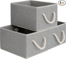 StorageWorks Storage Baskets for Shelves, Foldable Fabric Closet Storage Bins with Handles, Fabric Storage Bins Clothes Organizer, Gray, 3-Pack, Small by TinyTreasures Baby Boutique
