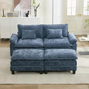 URRED Modular Sectional Sofa Comfy Cloud Couch, Modern Chenille Sofa Sleeper Deep Seat Couches with Ottoman/Pillows for Living Room (Blue, 82.6''- 2 Ottomans) by CozyNest Decor