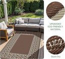 GENIMO Outdoor Rug Waterproof for Patio, 8'x10' Foldable Reversible Plastic Straw Carpet for Travel Trailers, Outside Area Mat for Rv, Deck, Picnic, Porch, Camper, Balcony, Beach, Coffee & Beige by CozyNest Decor