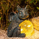 WONDER GARDEN Dragon Statue - Sleeping Dragon Figurines Solar Light Resin Garden Statues with Crackled Glass Globe Outdoor Waterproof Lawn Ornament Decor by GreenHaven Gardens