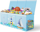 Extra Large Collapsible Sturdy Toy Storage Organizer with Lids, Ocean Theme Toy Box for Boys & Girls, 40"x16"x16", Modern, Blue by TinyTreasures Baby Boutique